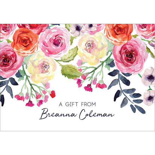 White Watercolor Roses Gift Stickers